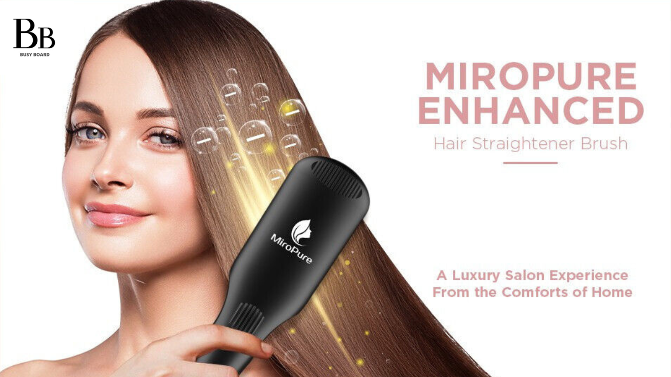 enhanced ceramic hair straightener brush by miropure