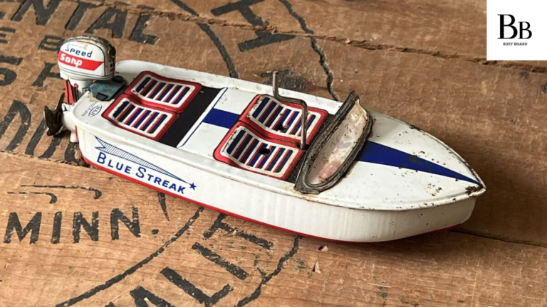 Vintage Haji Japan Tin Toy Speedo Outboard Speed Boat